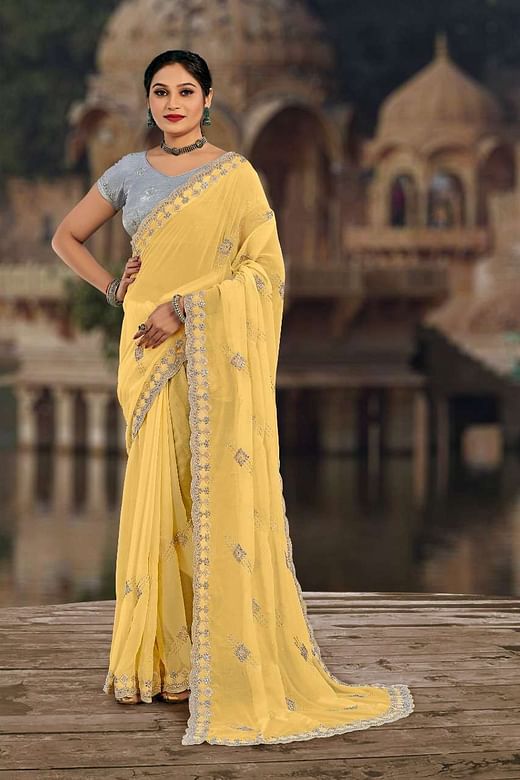 PARINEETI CHOPRA BY YADU NANDAN FASHION INDIAN TRADITIONAL WEAR COLLECTION  BEAUTIFUL STYLISH FANCY COLORFUL PARTY WEAR & OCCASIONAL WEAR SATIN  PLEATING SAREES AT WHOLESALE PRICE
